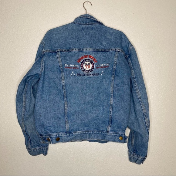 VINTAGE 90s DISNEY FASHIONS MOUSEWEAR DENIM JACKET 100% COTTON DISNEY ADULT - Picture 1 of 6